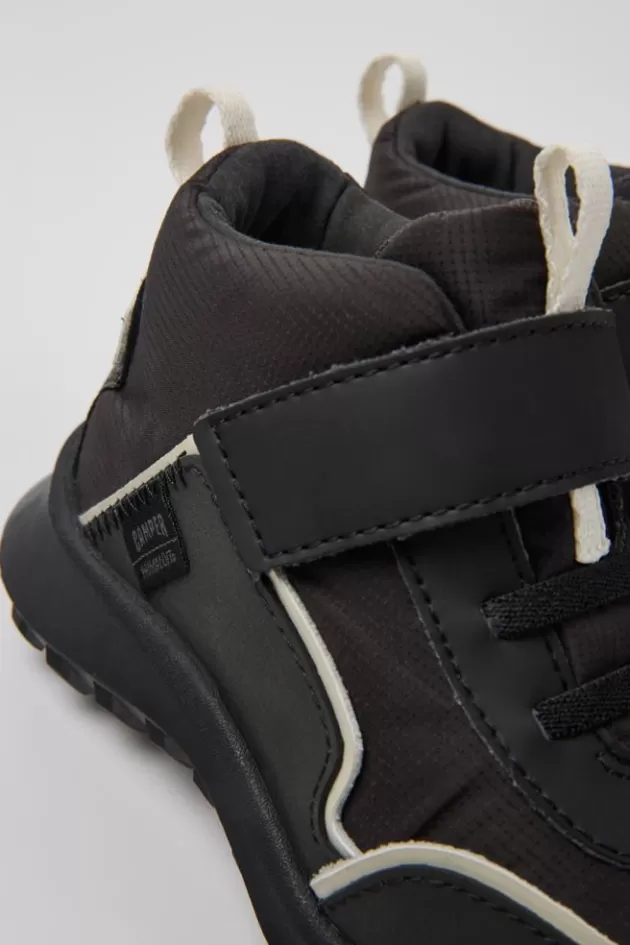 Sale Camper Zwarte Stoffen En Leren Kinder-Enkelboots