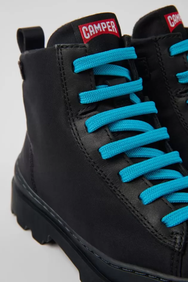 Outlet Camper Zwarte Stoffen En Leren Kinder-Enkelboots