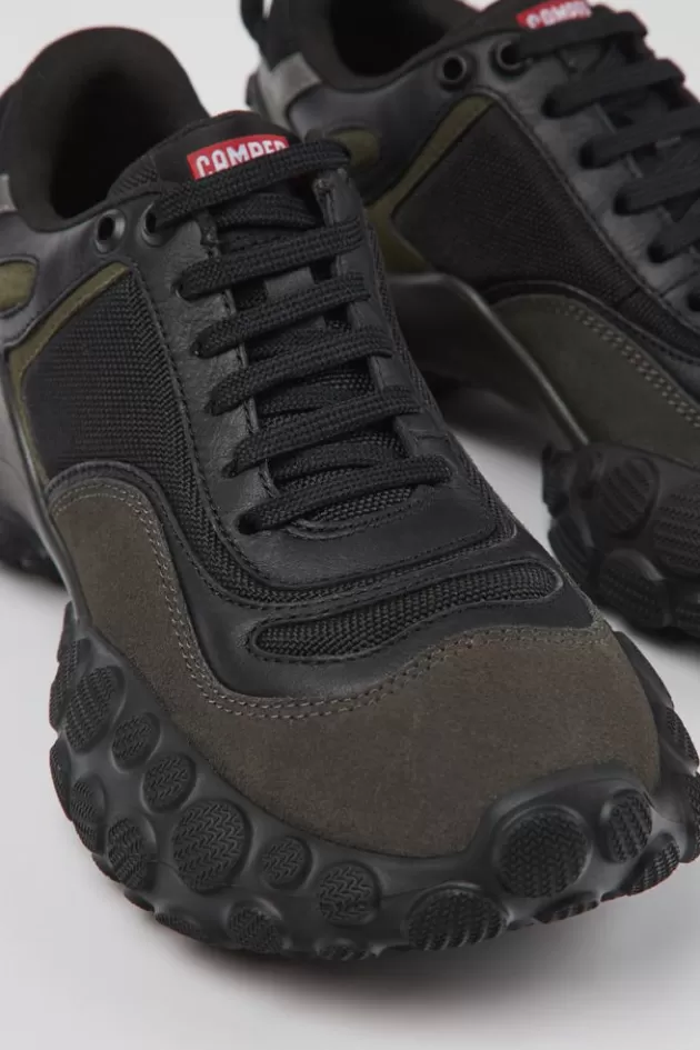 New Camper Zwarte Stoffen En Nubuck Damessneakers