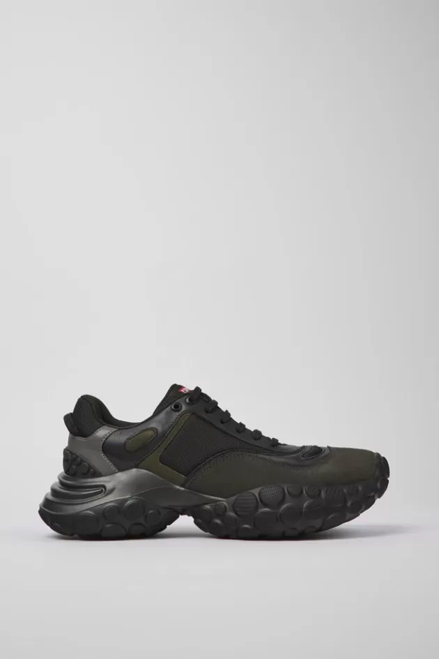 Online Camper Zwarte Stoffen En Nubuck Herensneakers