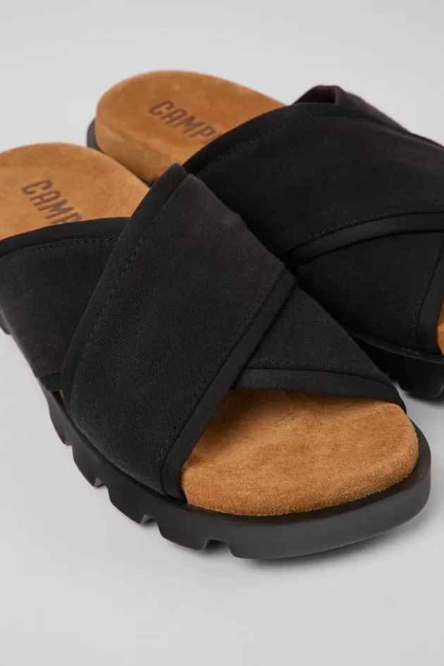 Outlet Camper Zwarte Textiel Damessandaal Met Gekruiste Bandjes