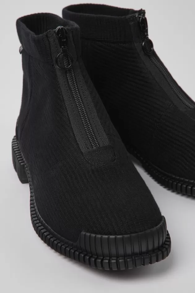 Discount Camper Zwarte Textiel Ritsbootie Voor Dames