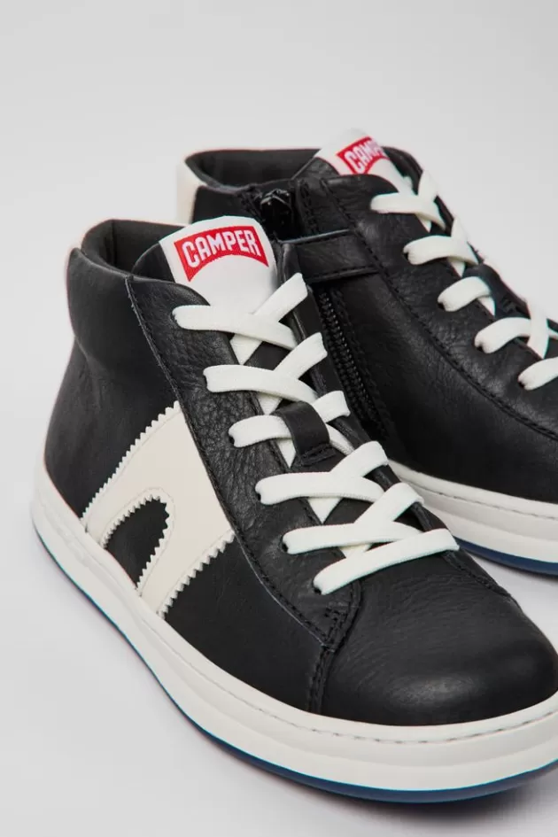 Cheap Camper Zwart-Witte Leren Kindersneakers