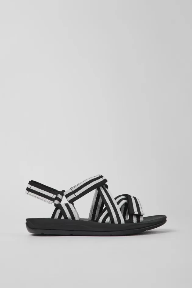 New Camper Zwart-Witte Stoffen Herensandalen